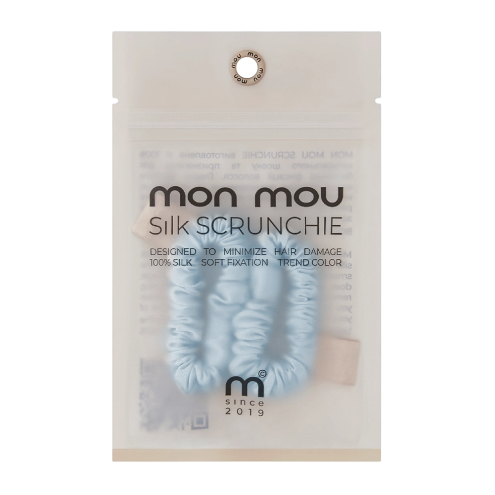 MON MOU Silk Mini Slim Scrunchie Baby Blue 2шт - Набір тонких шовкових міні-резинок (ніжно-блакитний) - фото №1 MON MOU Silk Mini Slim Scrunchie Baby Blue 2шт - Набір тонких шовкових міні-резинок (ніжно-блакитний) - фото №1